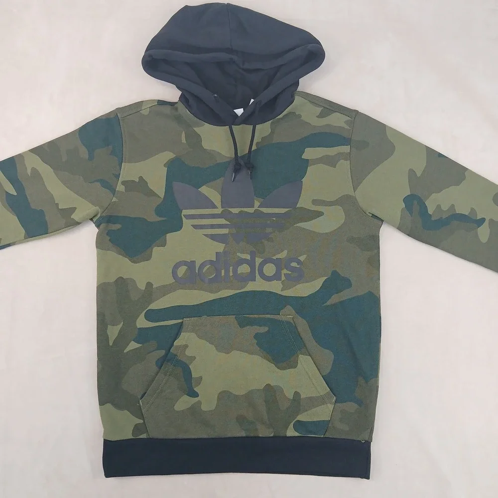 VTG Adidas Small Mens Sweater Hoodie Trefoil‎ Camo 21x26